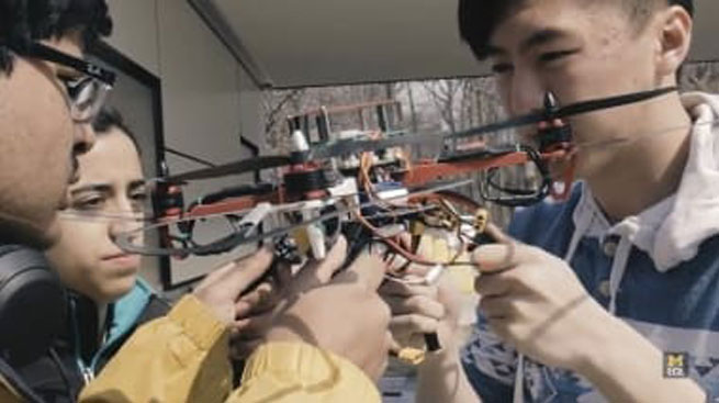 Students with drone